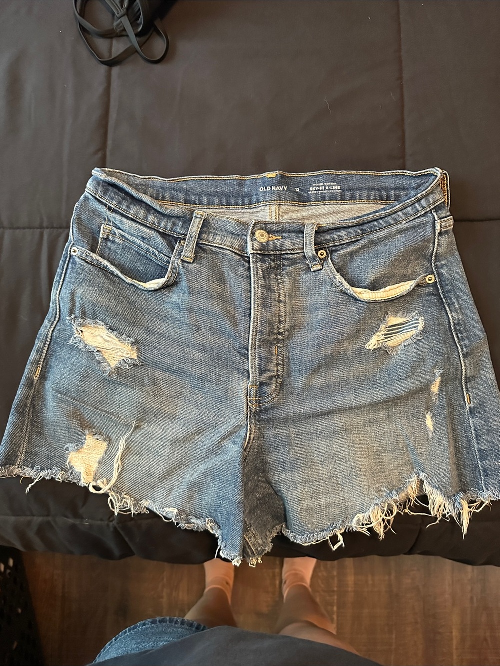 Old Navy Frayed Distressed Denim Shorts - Blue Wash